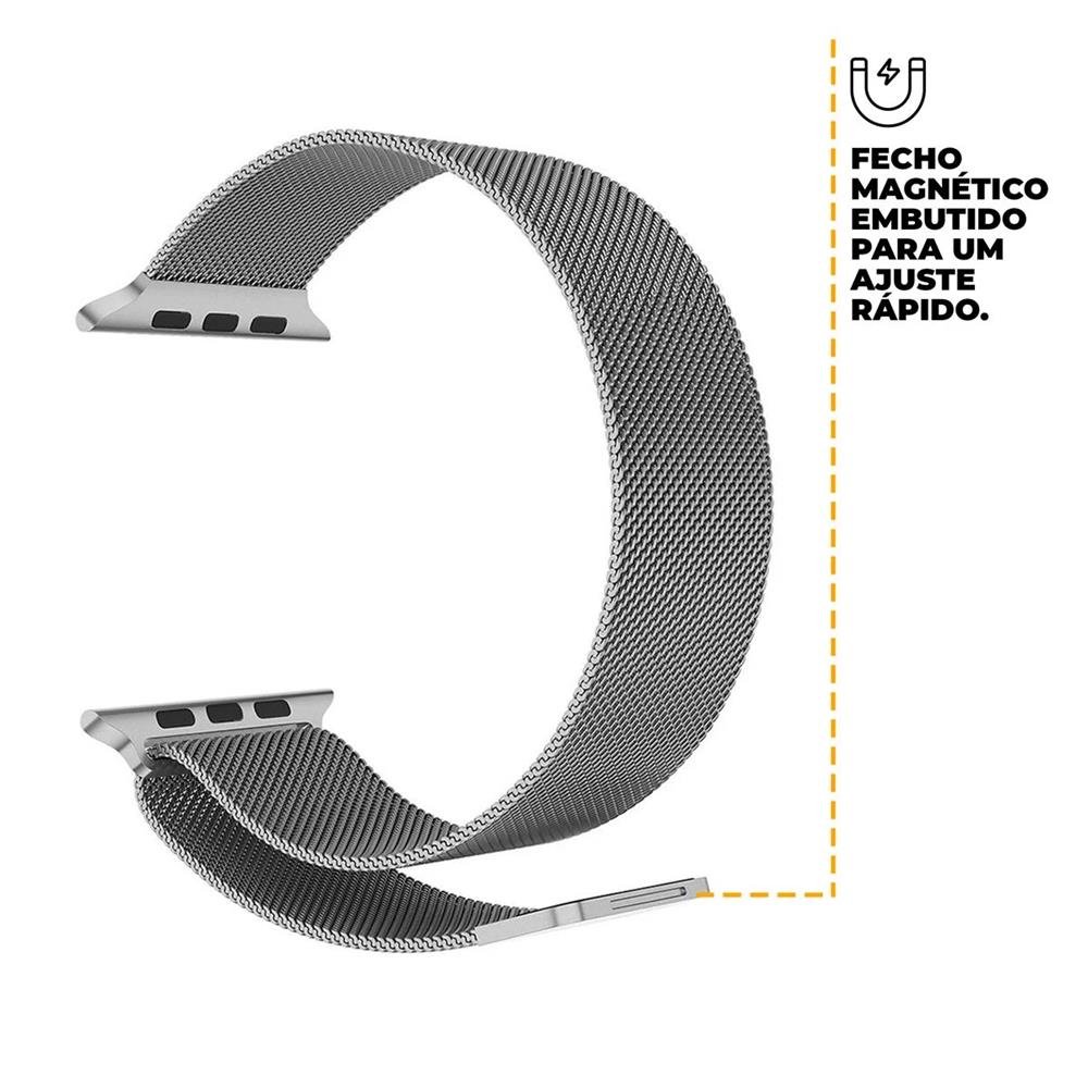 Pulseira De Milanese Para Apple Watch 42 / 44 / 45Mm - Prata