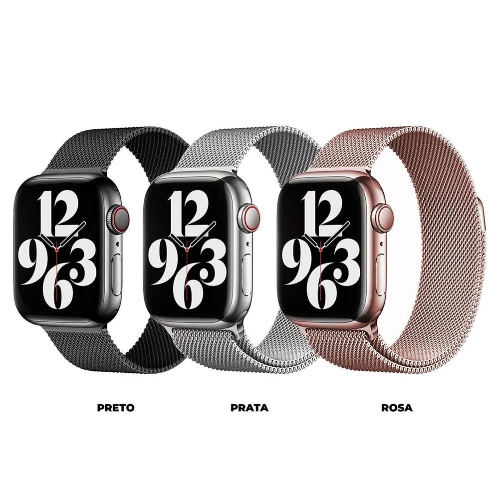 Pulseira De Milanese Para Apple Watch 42 / 44 / 45 / 49 Mm - Rosa