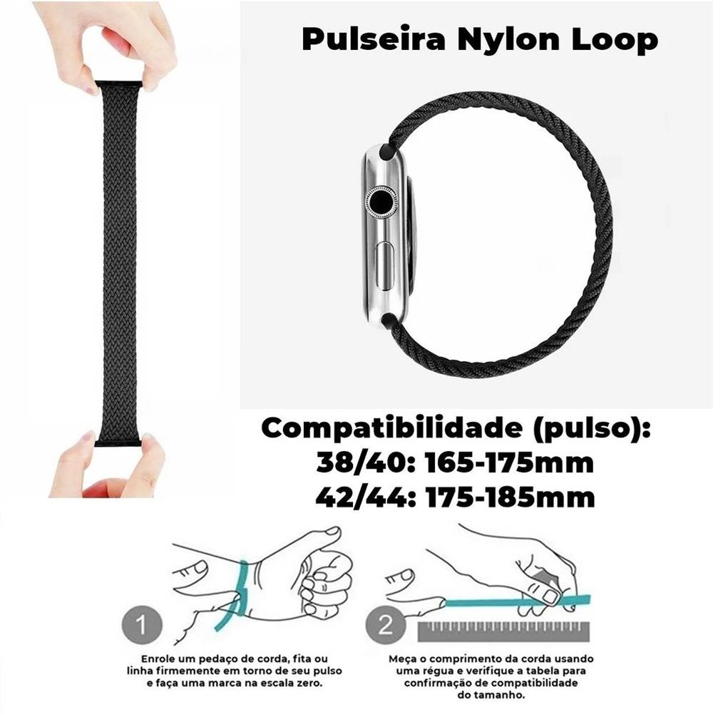 Pulseira Nylon Loop Para Apple Watch 42 / 44 / 45 / 49 Mm - Rosa