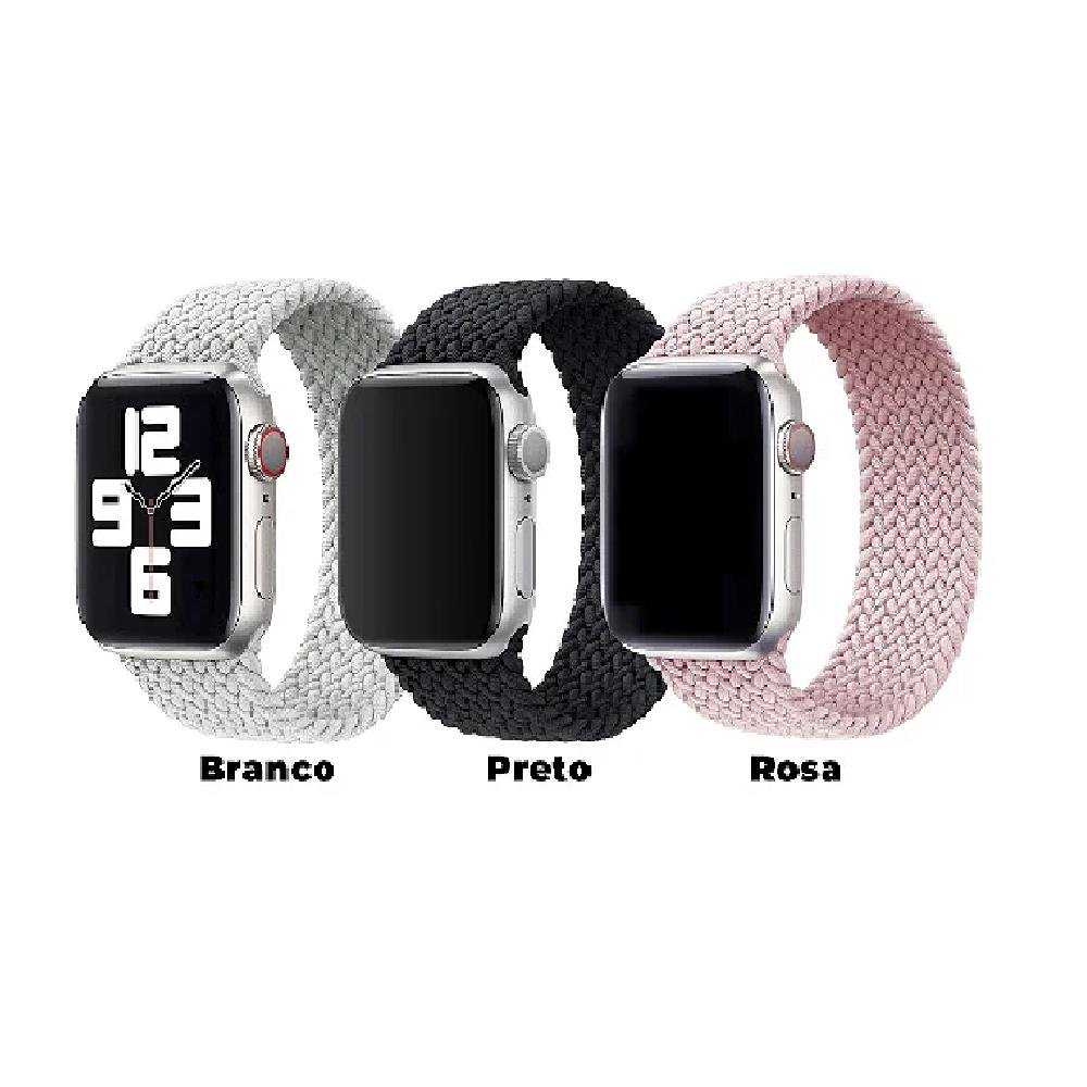 Pulseira Nylon Loop Para Apple Watch 42 / 44 / 45 / 49 Mm - Rosa