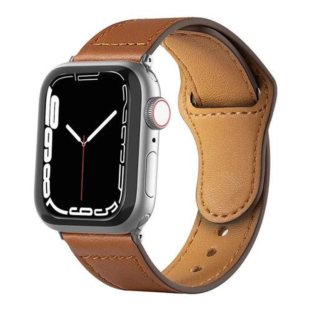Pulseira De Couro Para Apple Watch 42 / 44 / 45 / 49 Mm - Marrom