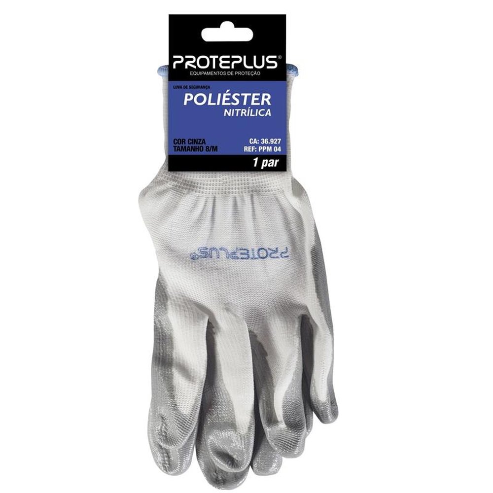 Luva Tricot. Poliéster Com Banho Nitrílico Nº 9 - Ppm 04 Proteplus