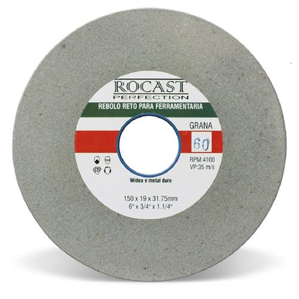 Rebolo Para Moto Esmeril De Videa 6" X 3/4" - Gr 60 Rocast