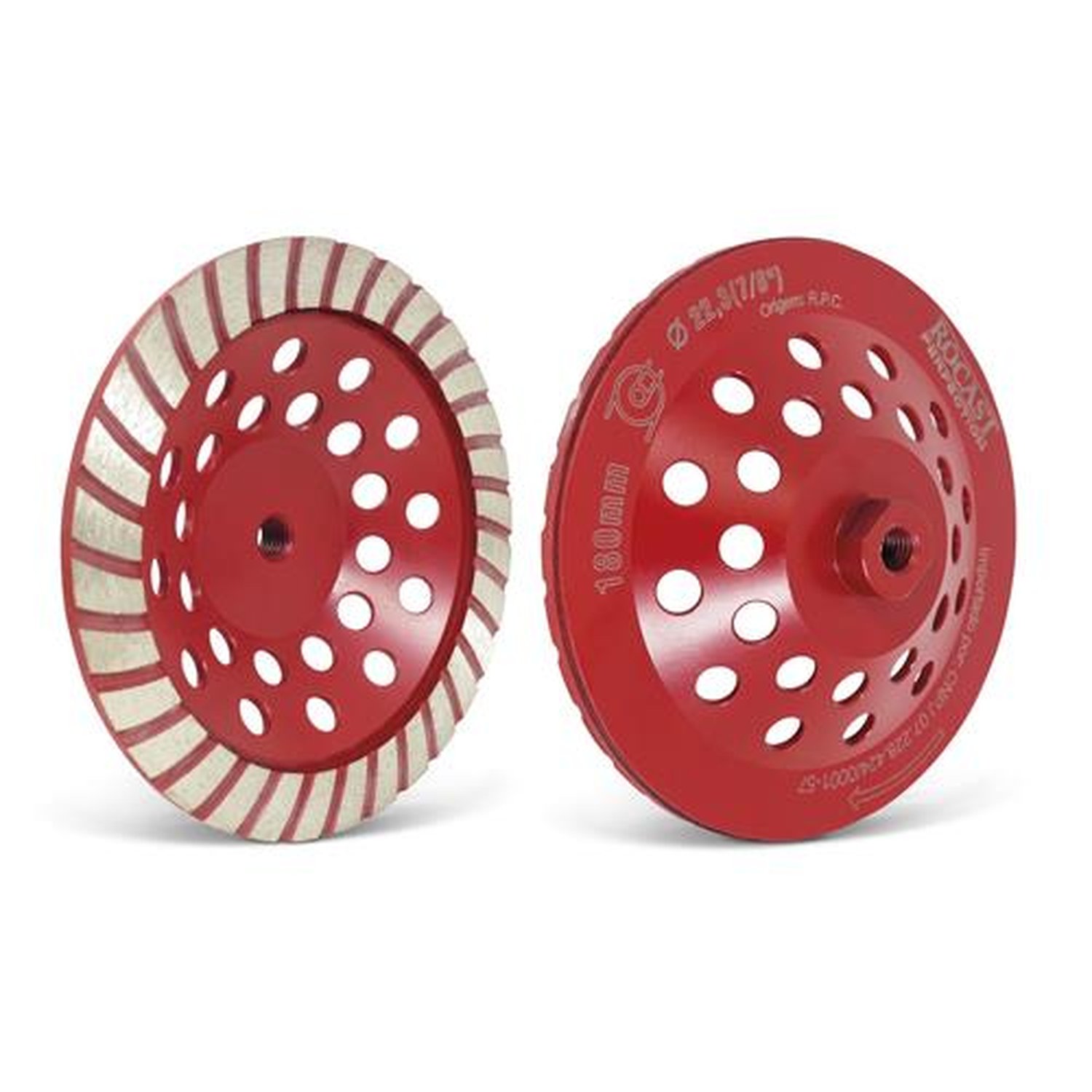 Rebolo Diamantado Tipo Prato Com Rosca 180 X M14 Rocast