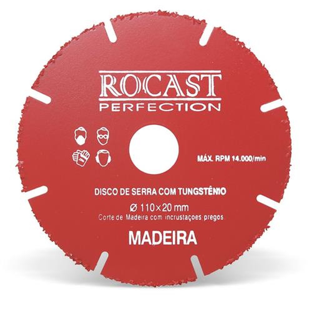 Disco De Serra Com Tungstênio Para Madeira 110 X 20Mm - Tungstênio Rocast