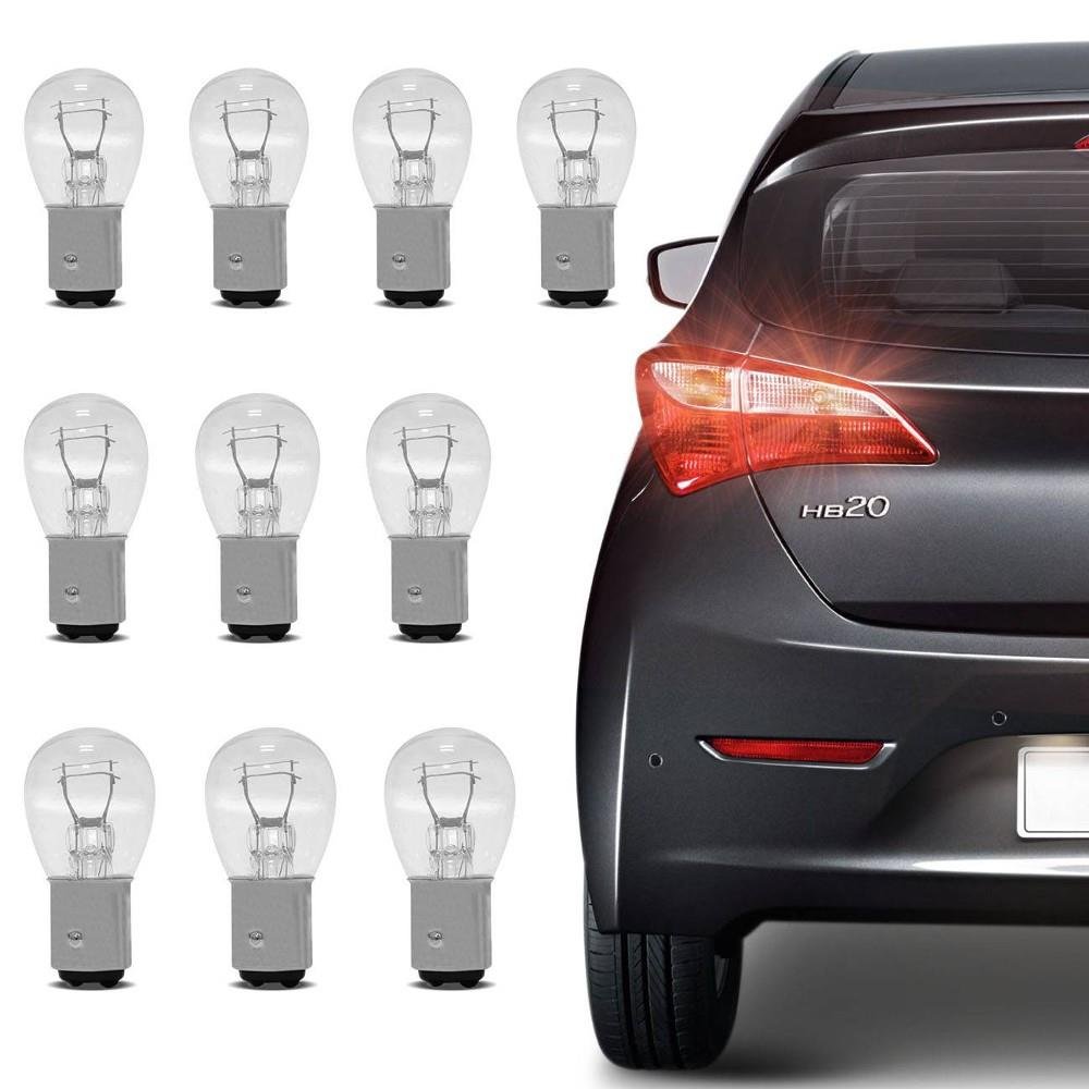 Lampada Freio 2p S25 P21 + 5W 12V 21 + 5W Bay15d Clara 10 Unidades Multilaser - AU851
