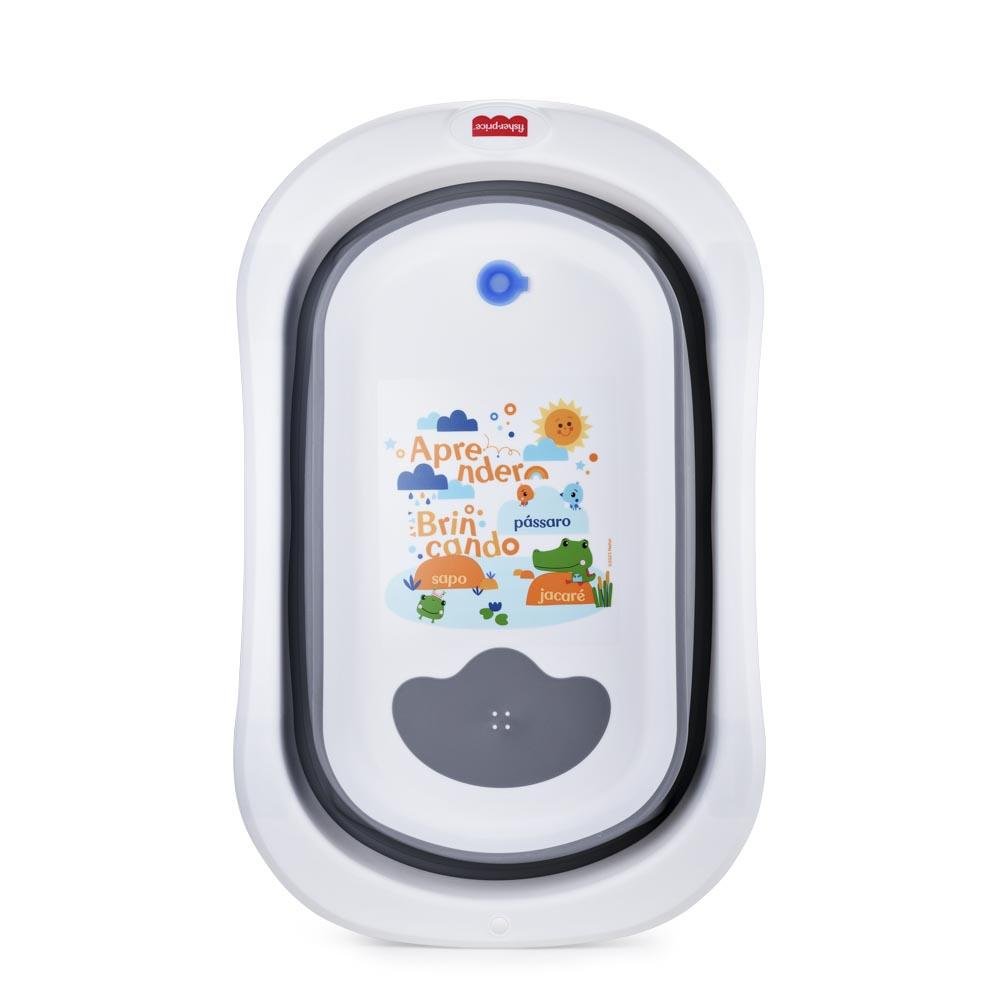 Banheira Retratil Estampada Splish N Splash Branco/Cinza - BB1244