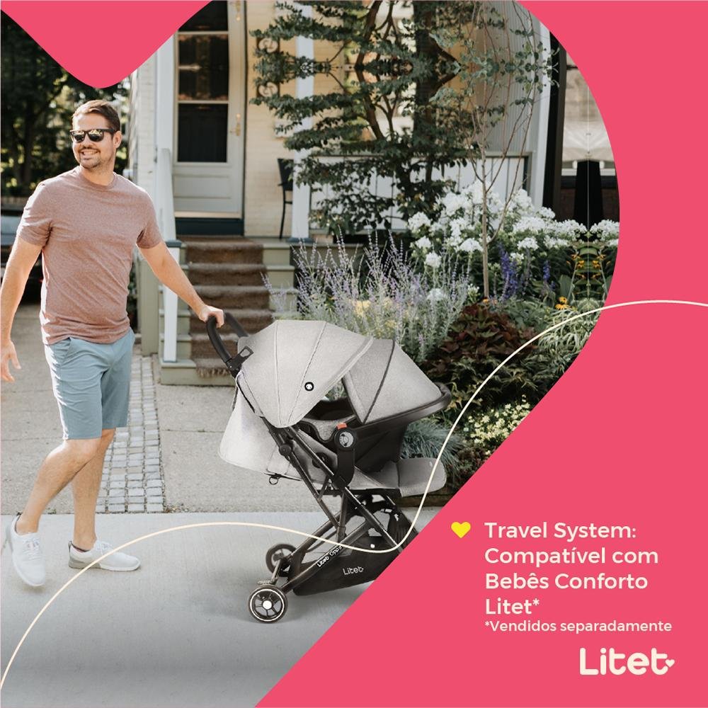Carrinho de Bebê Compacto 0-15 Kg Oppa Preto Litet - BB463