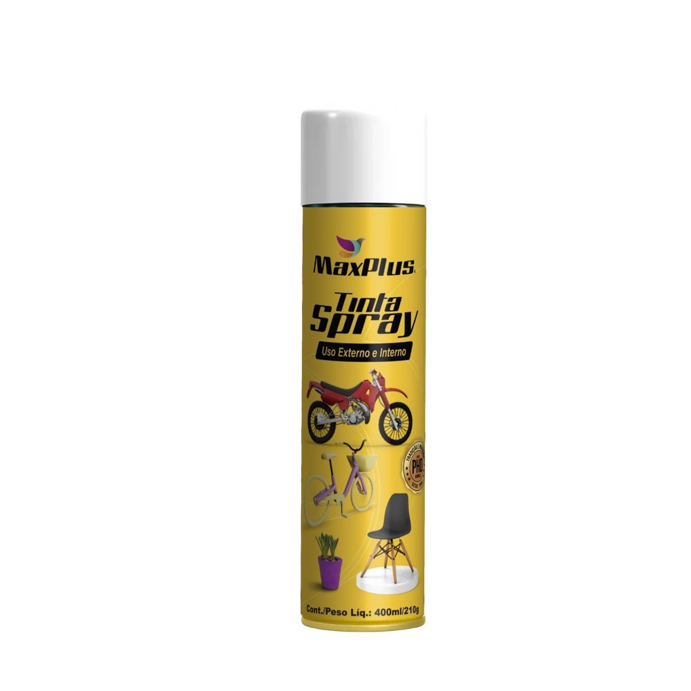 Tinta Spray Uso Geral Branco Brilhante 210G/400Ml Maxplus