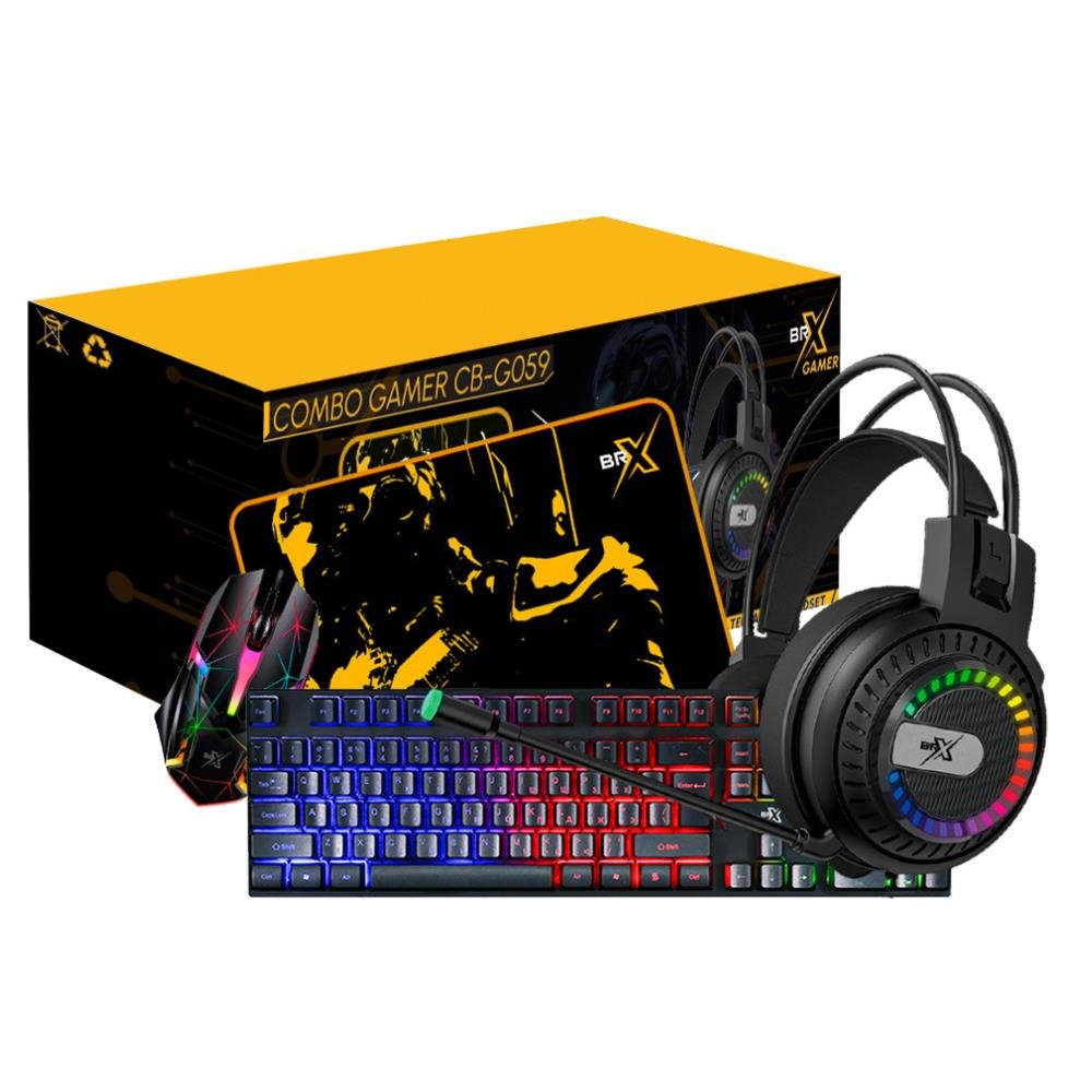Kit Gamer BRX 4x1 Teclado, Mouse, Mousepad e Headset CB-059