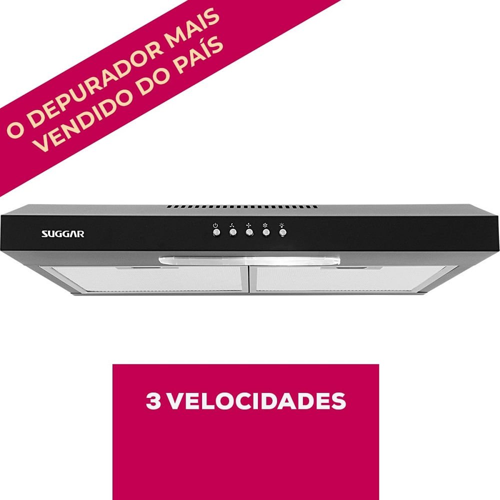 Depurador de Ar Suggar Slim 60cm Preto DPS161PT ¿ 127 Volts