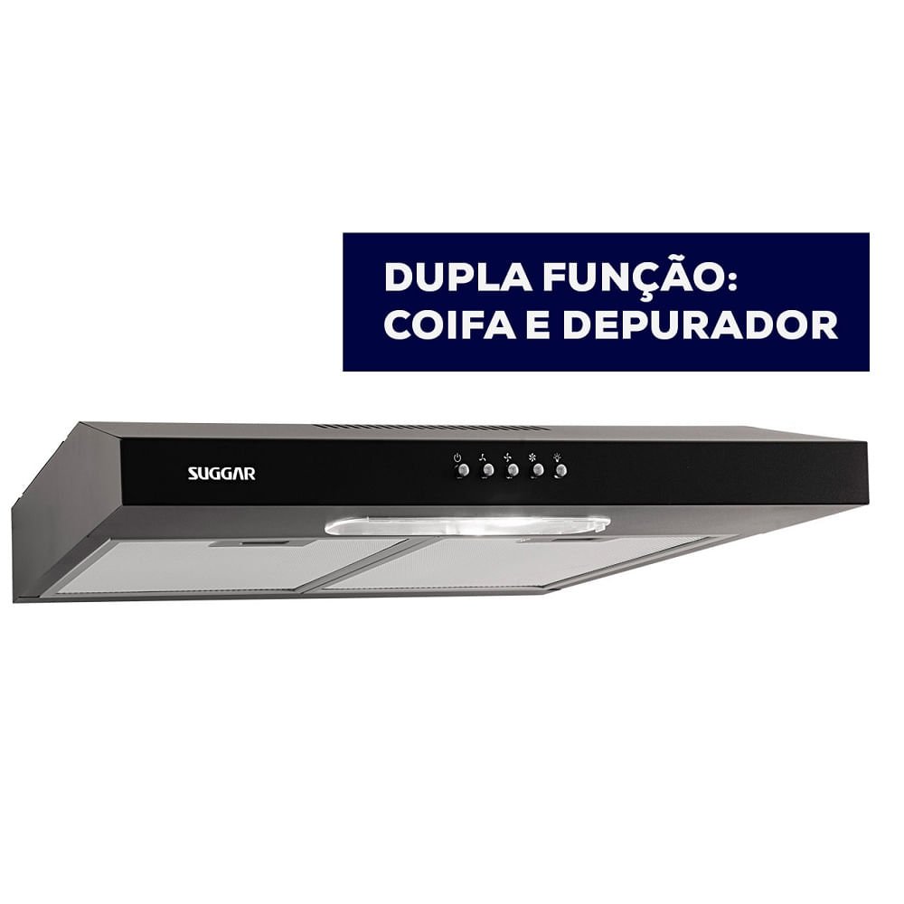Depurador de Ar Suggar Slim 60cm Preto DPS161PT ¿ 127 Volts