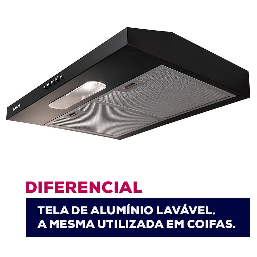 Depurador de Ar Suggar Slim 60cm Preto DPS161PT ¿ 127 Volts
