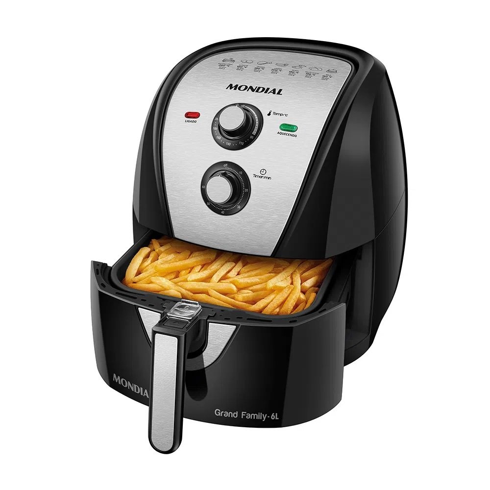 Fritadeira Eletrica Air Fryer 6 Litros, 1900w, 220v, Preta, Afn-60-Bi, Mondial