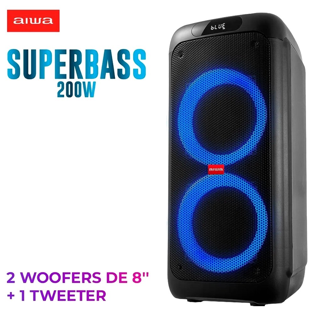 Caixa de Som Amplificada Aiwa Party Box AWSPB01 - Entrada AUX, USB, Bluetooth, 200W RMS, Preto, Bivolt