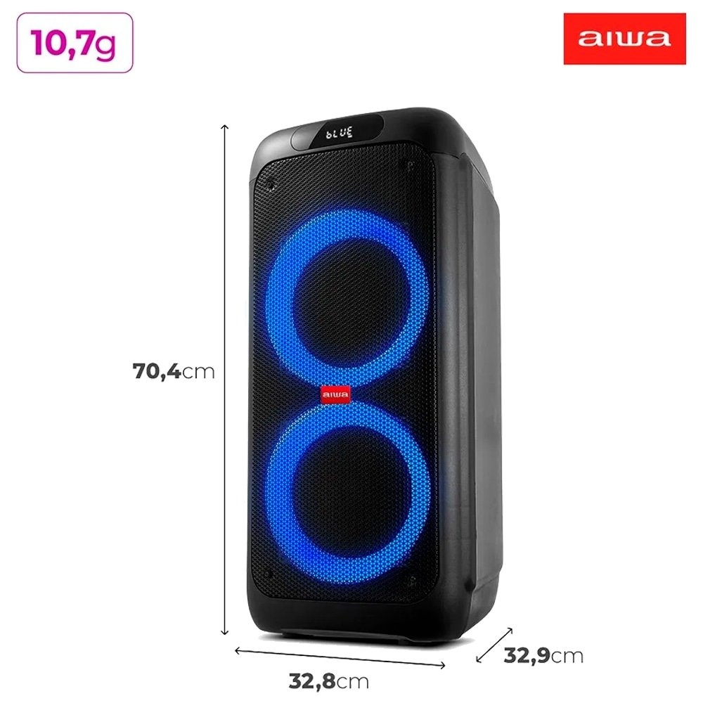 Caixa de Som Amplificada Aiwa Party Box AWSPB01 - Entrada AUX, USB, Bluetooth, 200W RMS, Preto, Bivolt