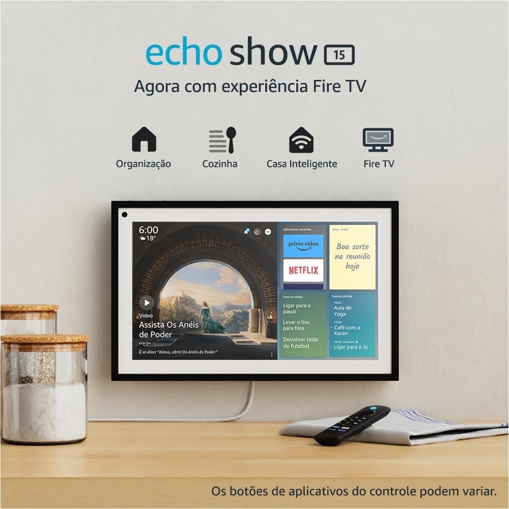Echo Show 15, Smart Display Full Hd De 15,6" Com Alexa E Experiência Fire Tv | Controle Remoto Incluso - Cor Branca, Amazon