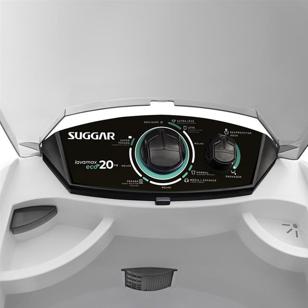 Lavadora de Roupas Suggar 20Kg Semiautomática Lavamax Eco Branca LE2001BTP ¿ 127 Volts