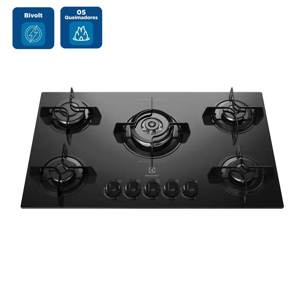Cooktop a Gás Electrolux 5 Bocas Preto KE5TP ¿ Bivolt