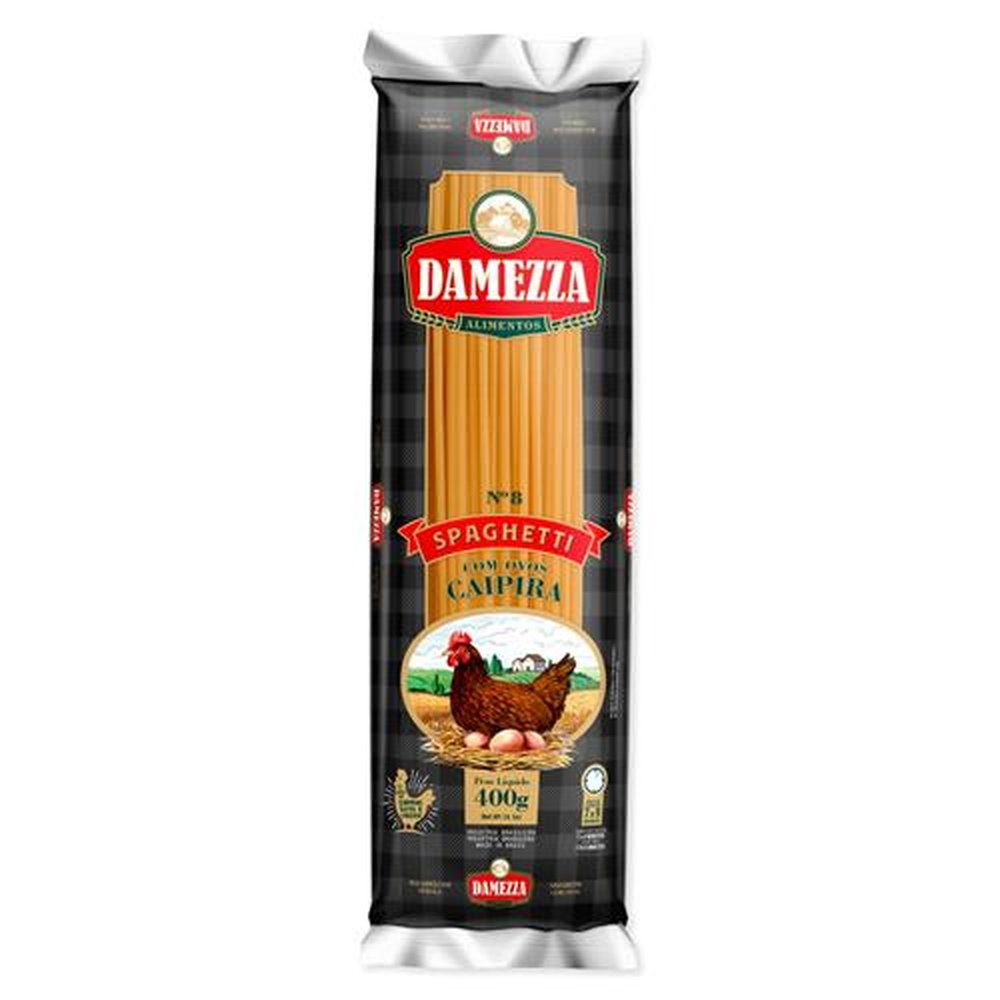 Macarrão Spaghetti de Sêmola Damezza com Ovos 400g - Fardo contém 10 Unidades