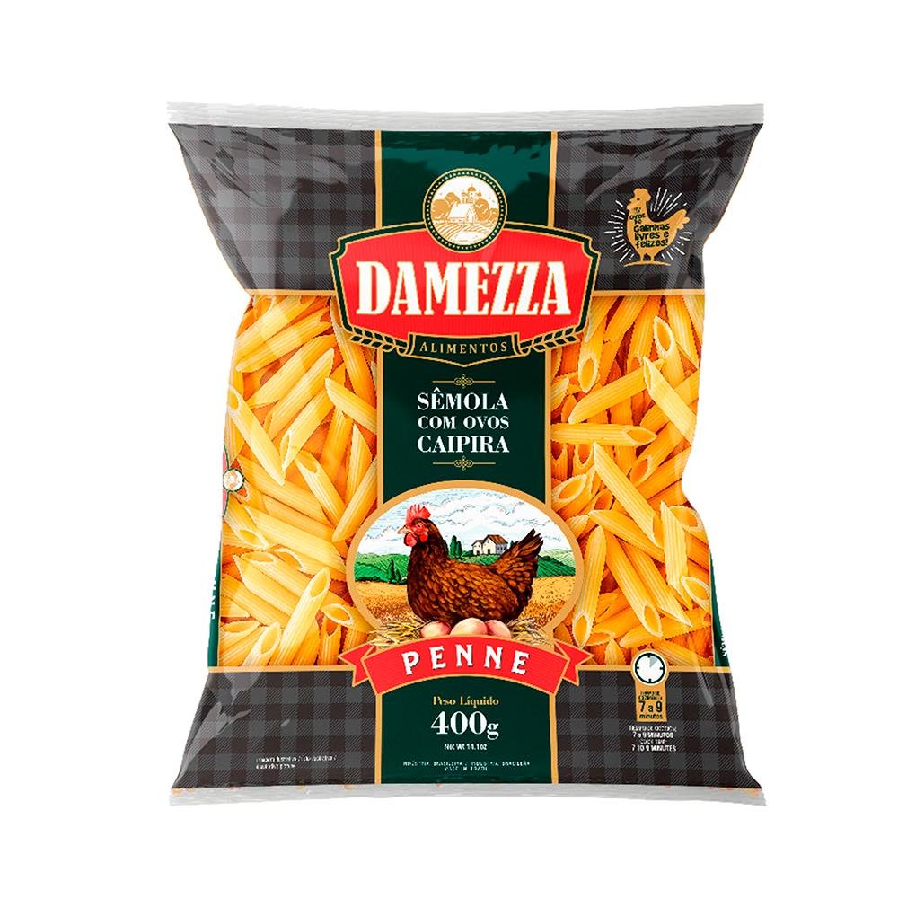 Macarrão Sêmola com ovos penne Damezza 400g - Embalagem com 10 Unidades