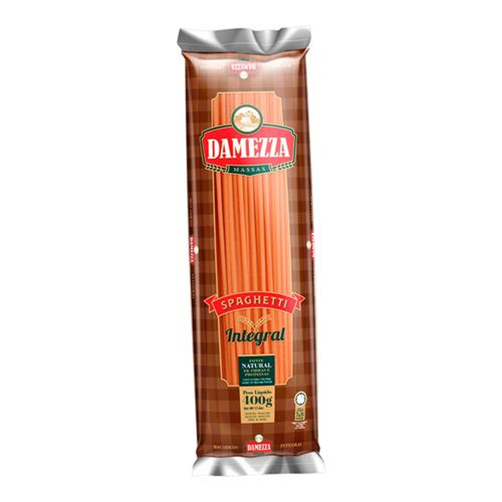 Macarrão Spaghetti Integral Damezza 400g - Fardo contém 10 Unidades