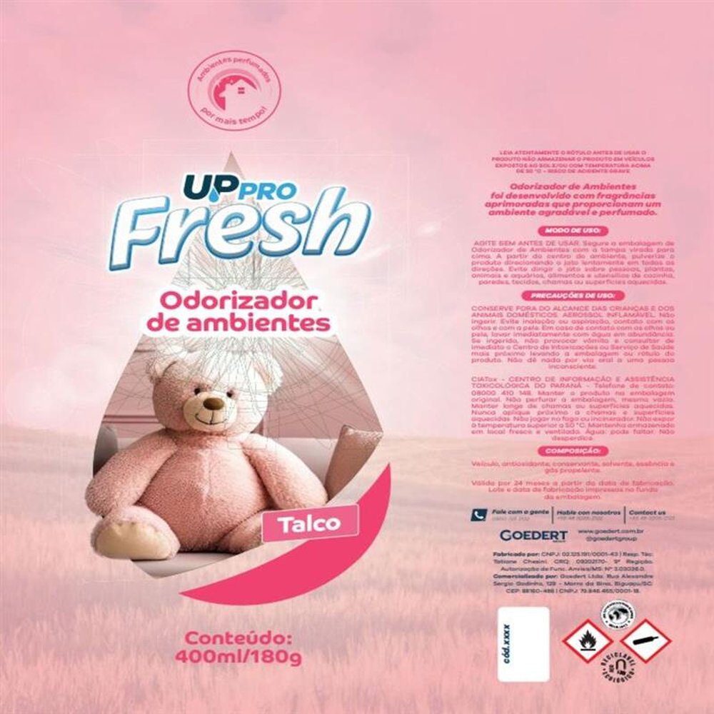Odorizador de Ambiente Aerossol 400ML Talco Up Fresh