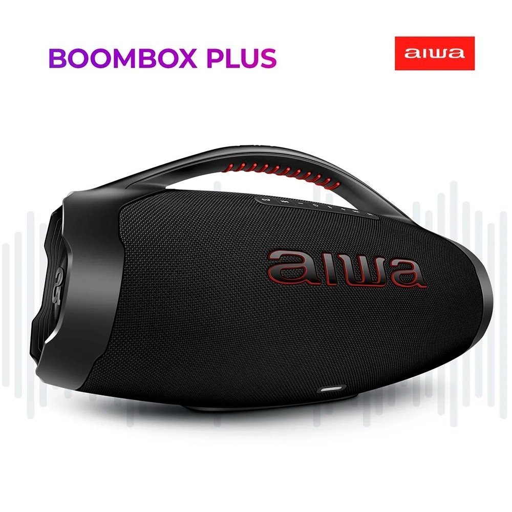 Caixa de Som Boombox Plus Aiwa AWS BBS-01 - Entrada USB, Bluetooth, BT 30H, IP66, Preto, 200W RMS