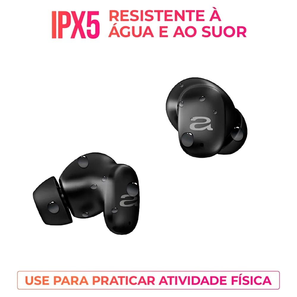 Fone de Ouvido Aiwa Earbud AWSEB03B | Bluetooth, Cancelamento de Ruído, Preto