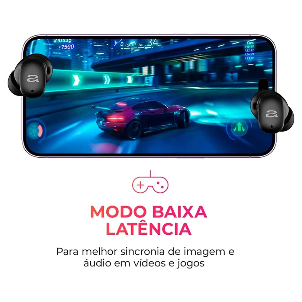 Fone de Ouvido Aiwa Earbud AWSEB03B | Bluetooth, Cancelamento de Ruído, Preto