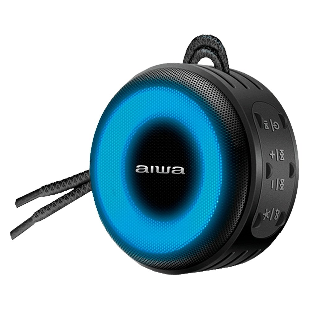 Caixa de Som Amplificada Aiwa Mini Speaker AWSSP02 - 7 Modos de Luz, Bluetooth, 200W RMS, Preto