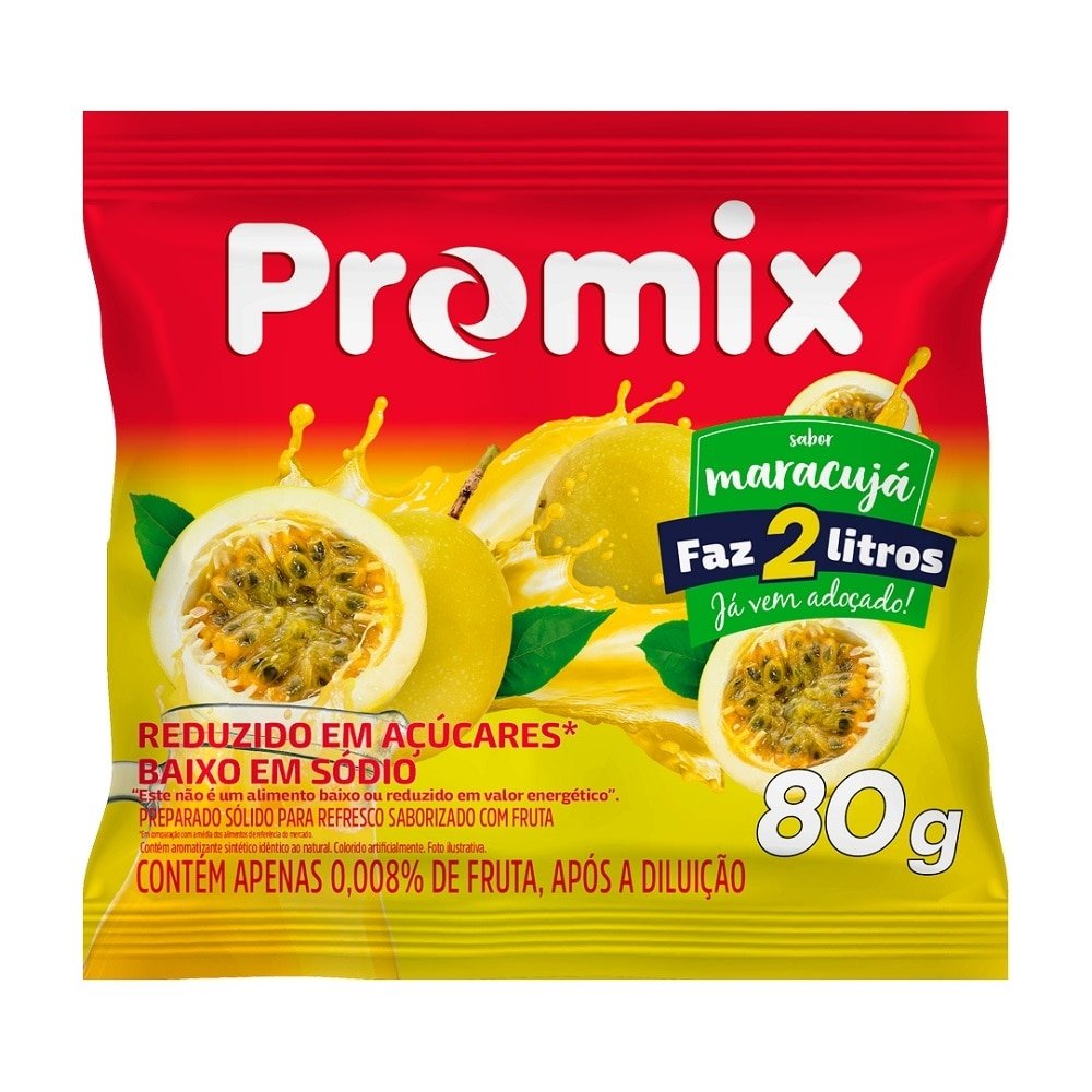 Refresco em Pó Promix Maracujá 80g - Embalagem com 24 Unidades