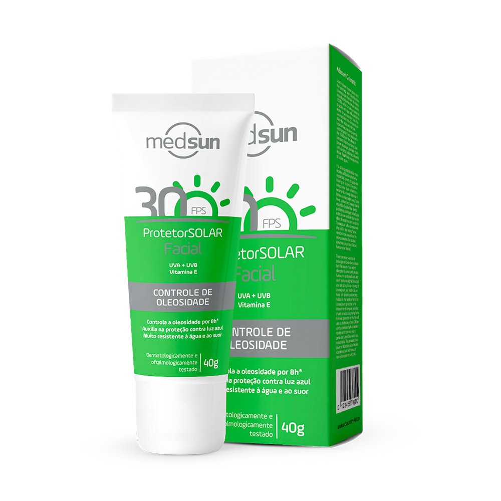 Protetor Solar Medsun Facial Fps 30 Controle de Oleosidade e Luz Azul 40g
