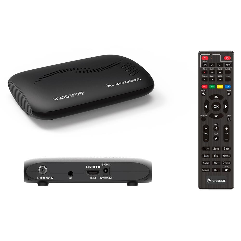 Receptor de TV Digital Vivensis, Full HD Smart via Satélite VX10, Preto | Bivolt