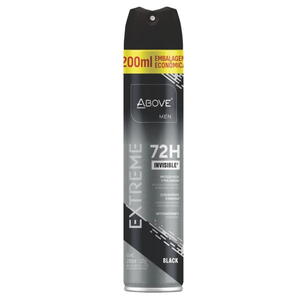 Desodorante Above Aerossol Men Extreme Black 200ml