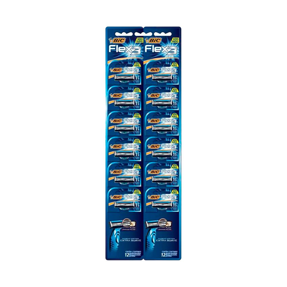 Aparelho de Barbear Bic Flex 3 Azul 12 Unidades