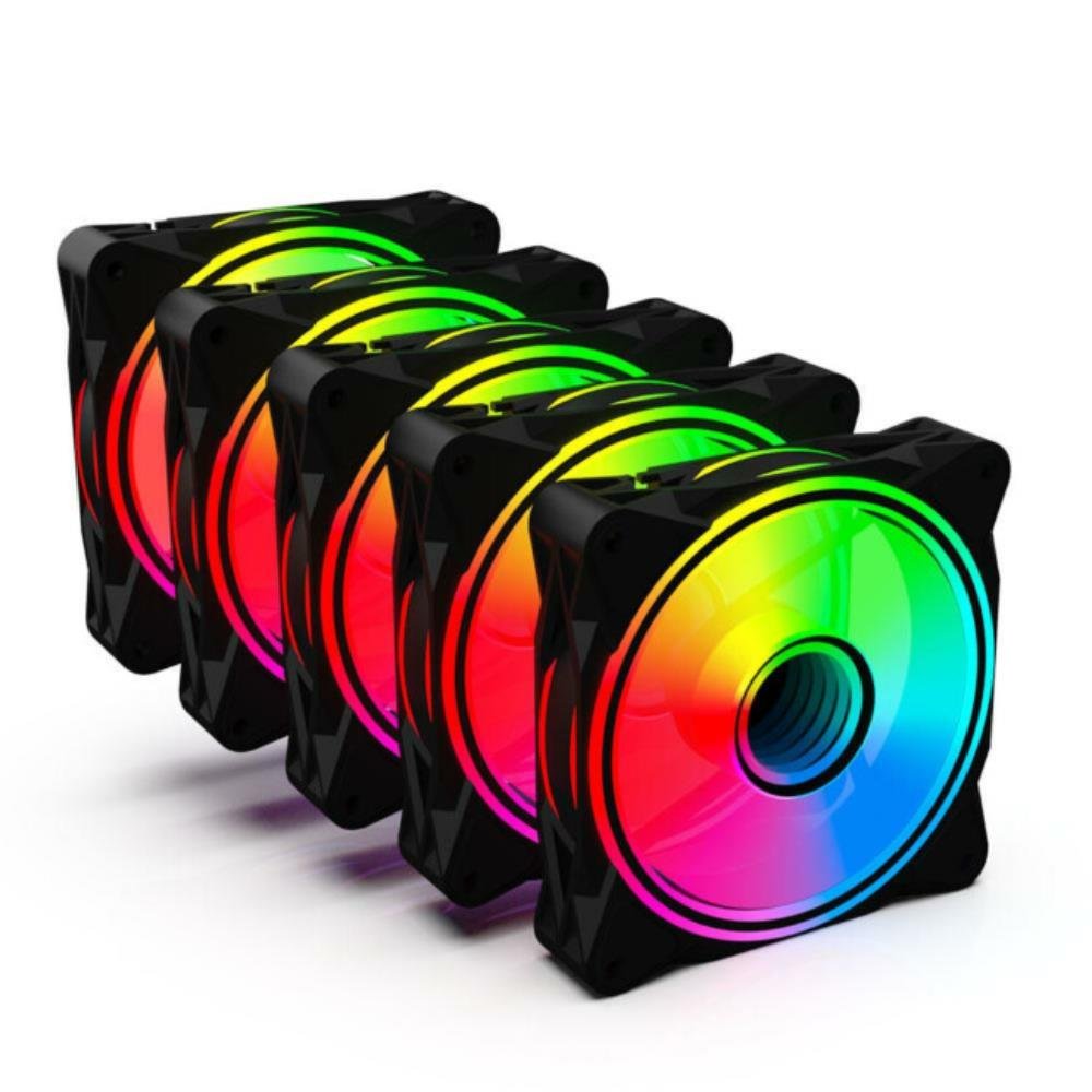 Cooler Fan RGB 120mm One Power Radiant X5, 5 Fans ARGB, Black, Com Controladora, FN-702
