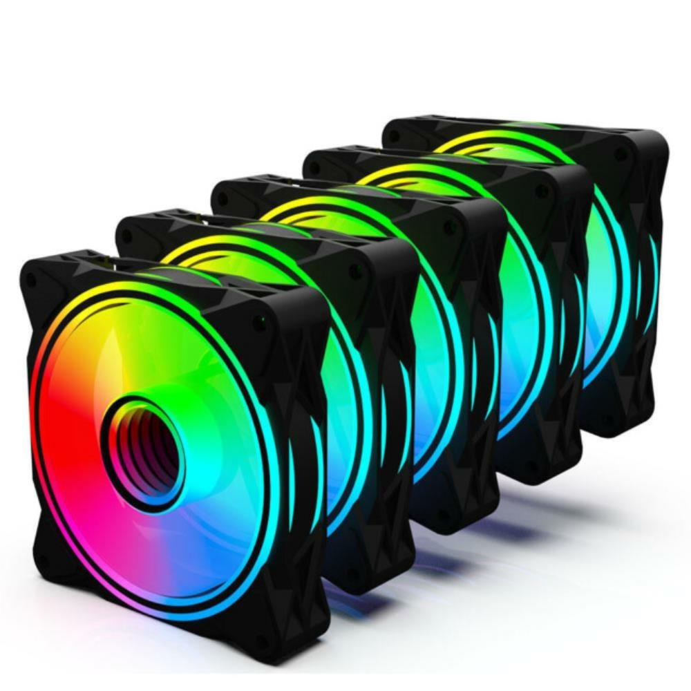 Cooler Fan RGB 120mm One Power Radiant X5, 5 Fans ARGB, Black, Com Controladora, FN-702