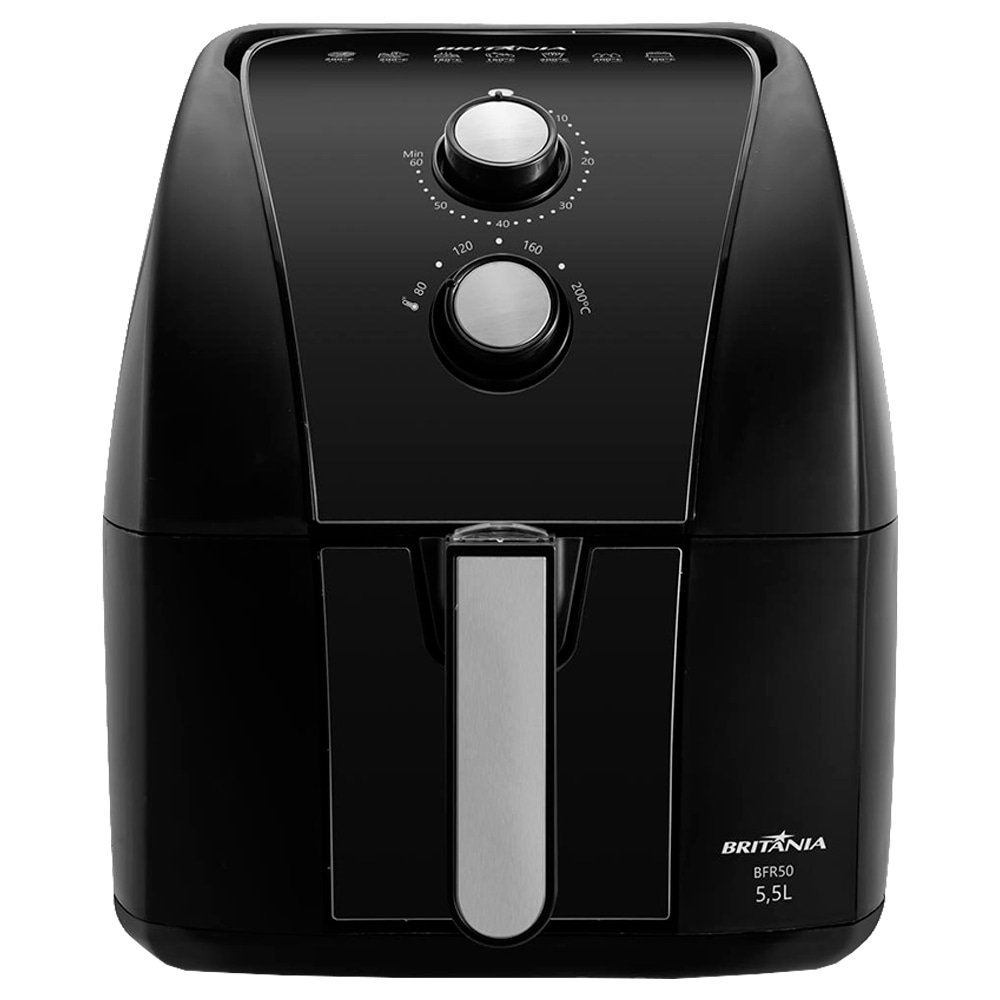 Fritadeira Air Fryer Britânia BFR50 - 1500W, 5,5L Redstone Preto/Inox, 220V