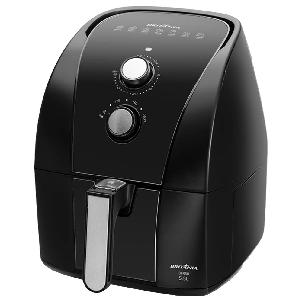 Fritadeira Air Fryer Britânia BFR50 - 1500W, 5,5L Redstone Preto/Inox, 220V