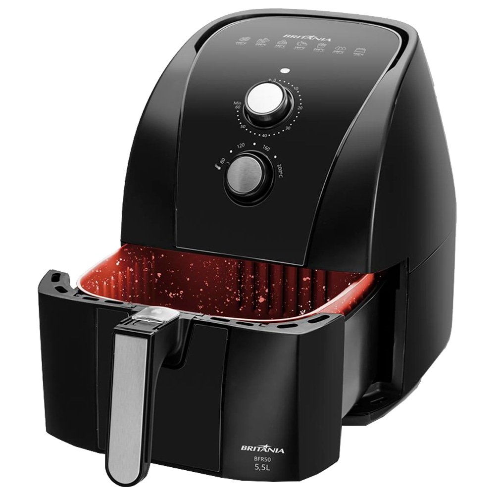 Fritadeira Air Fryer Britânia BFR50 - 1500W, 5,5L Redstone Preto/Inox, 220V