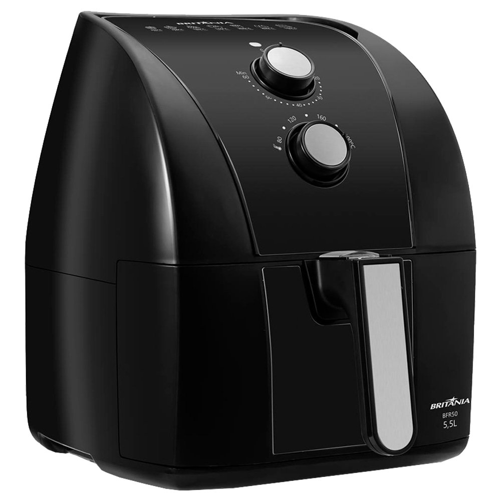 Fritadeira Air Fryer Britânia BFR50 - 1500W, 5,5L Redstone Preto/Inox, 220V