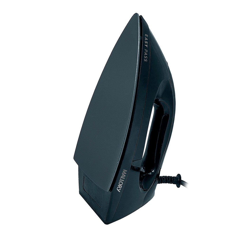 Ferro de Passar a Seco Mallory EASY PASS - 1250W, Base Antiaderente, Preto, 110V