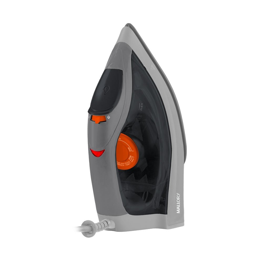 Ferro de Passar a Seco/Vapor Mallory Jupiter Maxx - Base Antiaderente, Cinza/Laranja/Branco, 110V