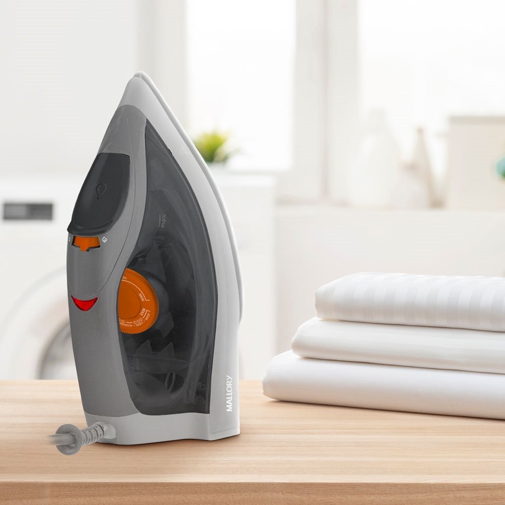 Ferro de Passar a Seco/Vapor Mallory Jupiter Maxx - Base Antiaderente, Cinza/Laranja/Branco, 110V