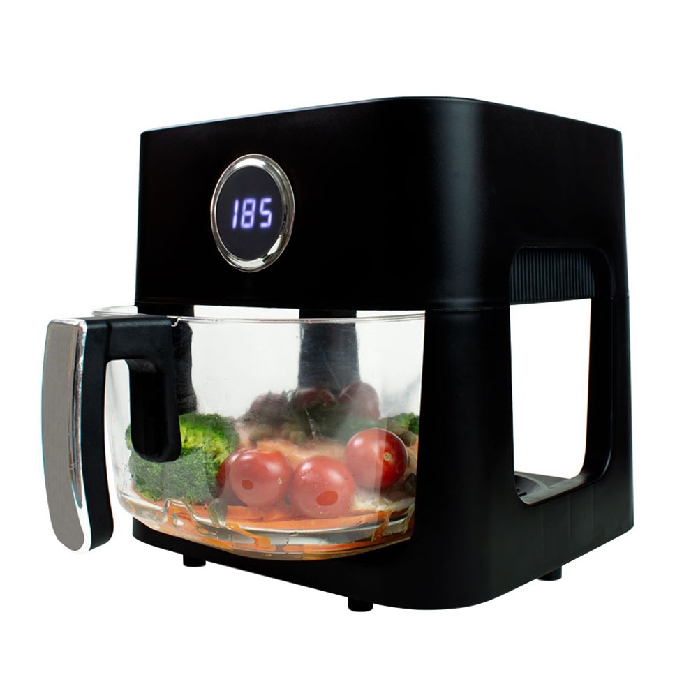 Fritadeira Air Fryer Mallory CookGlass - 1500W, 4,5 Litros, Cuba de Vidro Preto, 220V