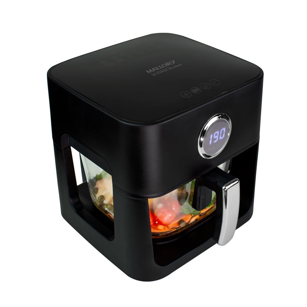 Fritadeira Air Fryer Mallory CookGlass - 1500W, 4,5 Litros, Cuba de Vidro Preto, 220V