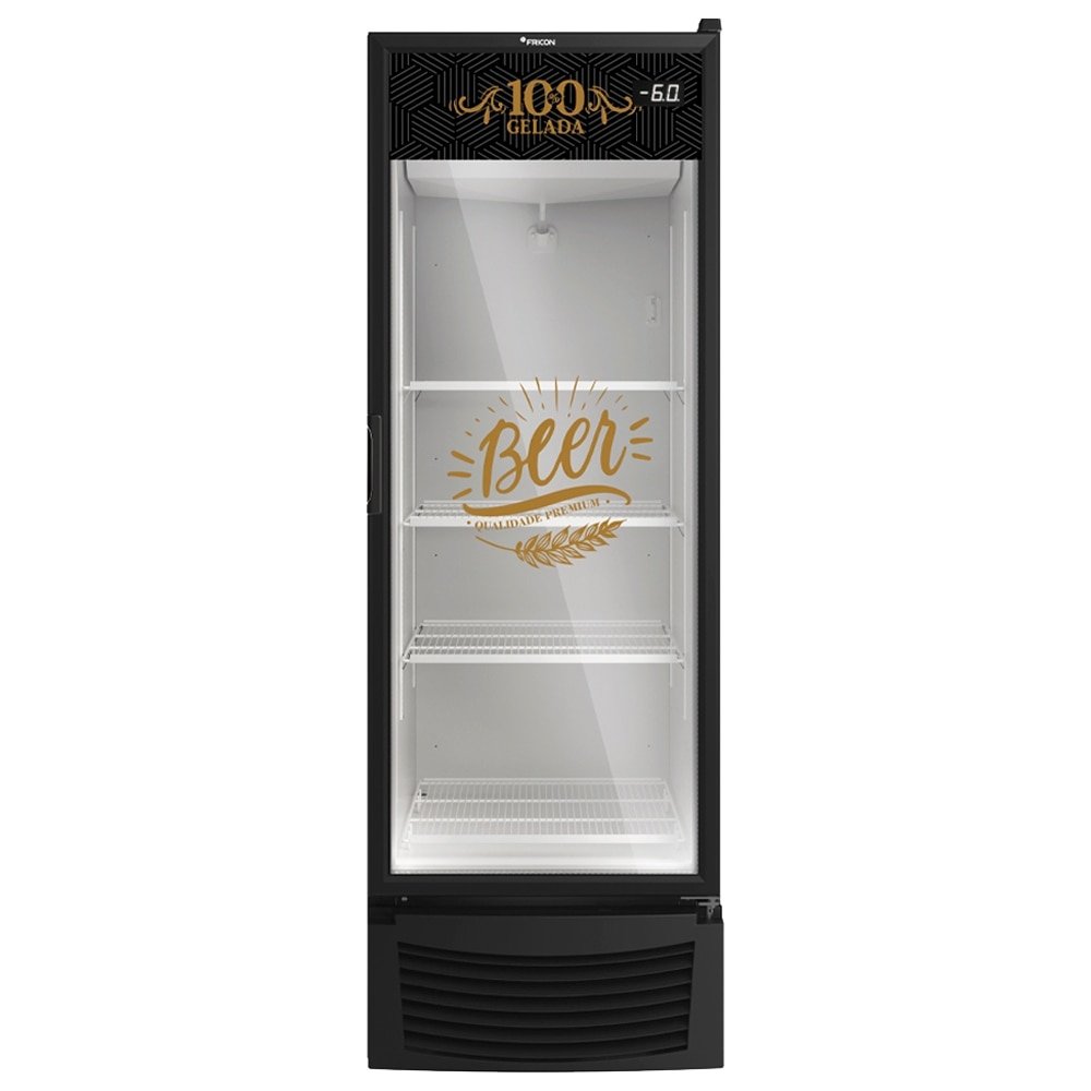 Conservador Cervejeira Porta de Vidro Vertical Fricon 433L VCFC433V - Frost Free, Preto, 220V