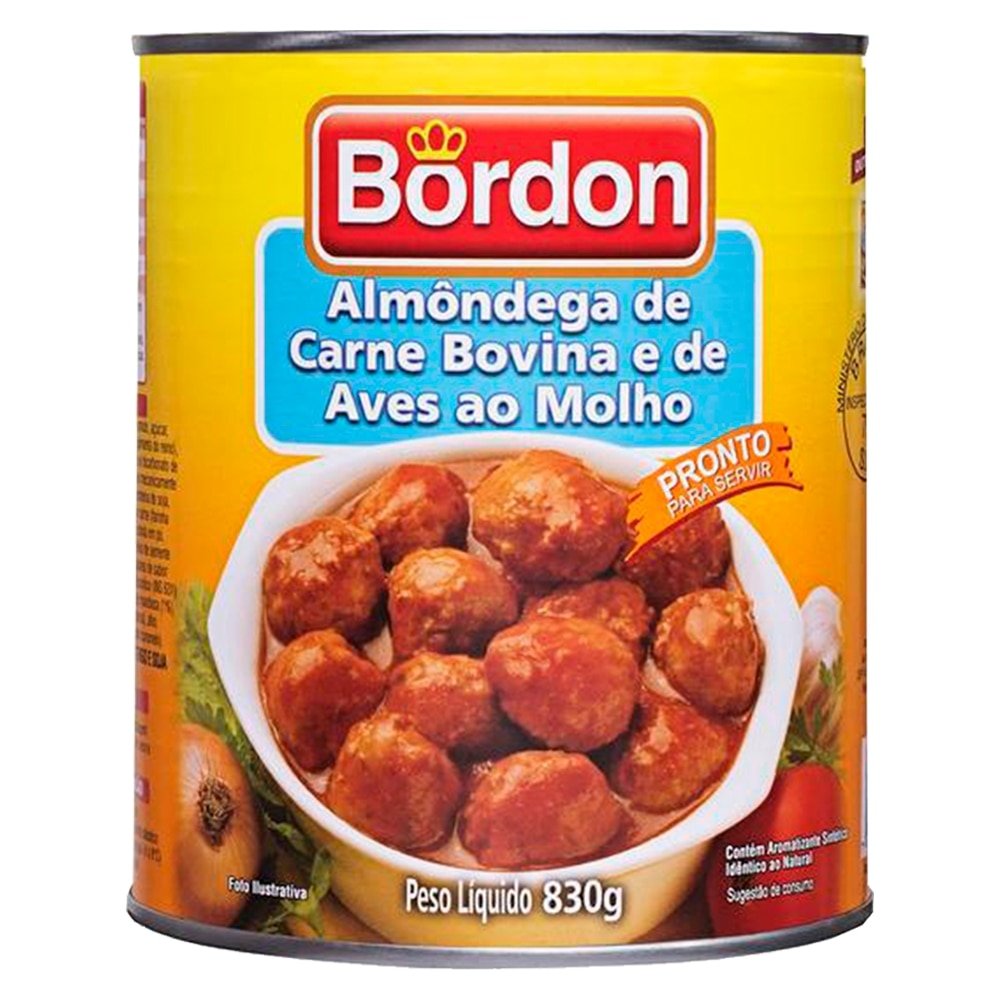 Almôndega Bordon Mista ao Molho 830g - Embalagem com 12 Unidades