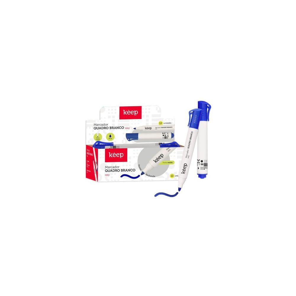 Pincel Marcador de Quadro Branco Easy Azul Keep caixa com 12 unidades - MR007